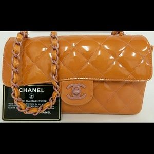 100% Authentic Chanel mini Orange patent crossbody