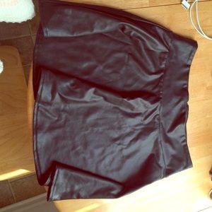 Black leather skater skirt