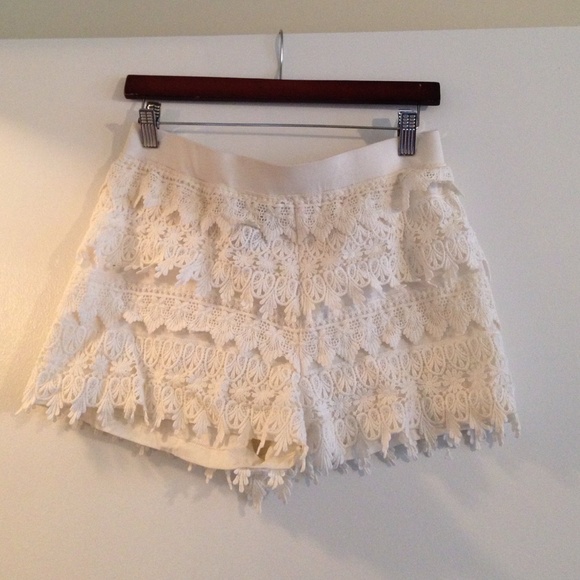 Tan/Cream Lace shorts from express .