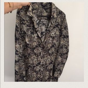 Theory snake skin printed long sleeve short dress