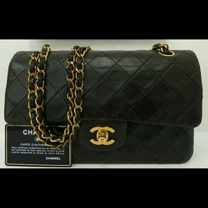 100% Authentic Chanel Black Lambskin Double flaps