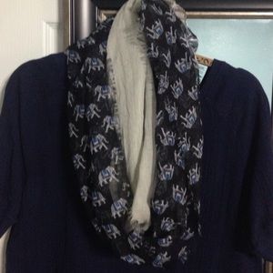Elephant Navy & Tan Infinity Scarf