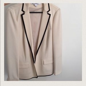 Diane Von Furstenburg cream & black long blazer