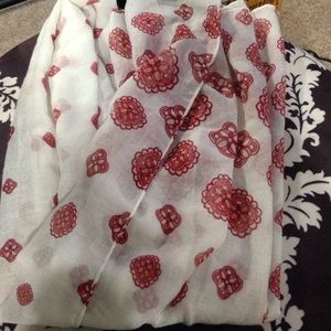 White & Red Patterned Scarf