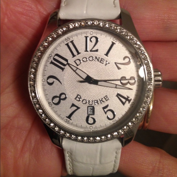 Dooney & Bourke Swarovski SS Watch w/ Leather Band