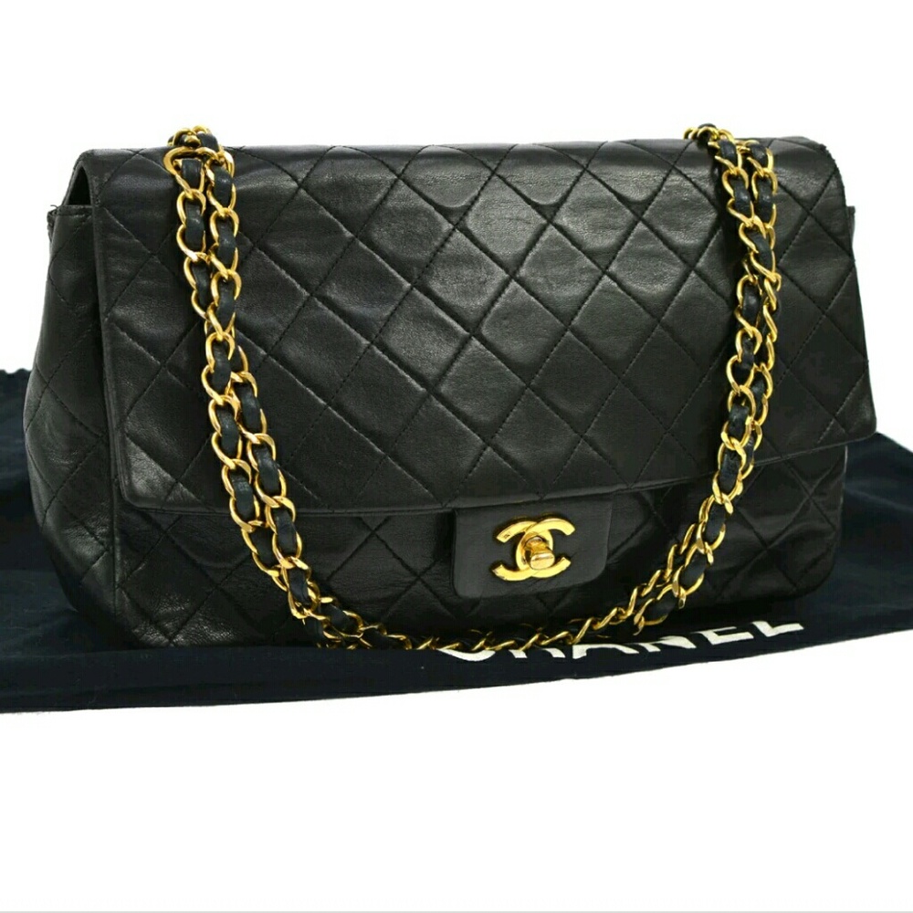 100% Authentic Chanel Vintage Black Lambskin