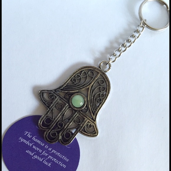 Emerald Hamsa hand keychain