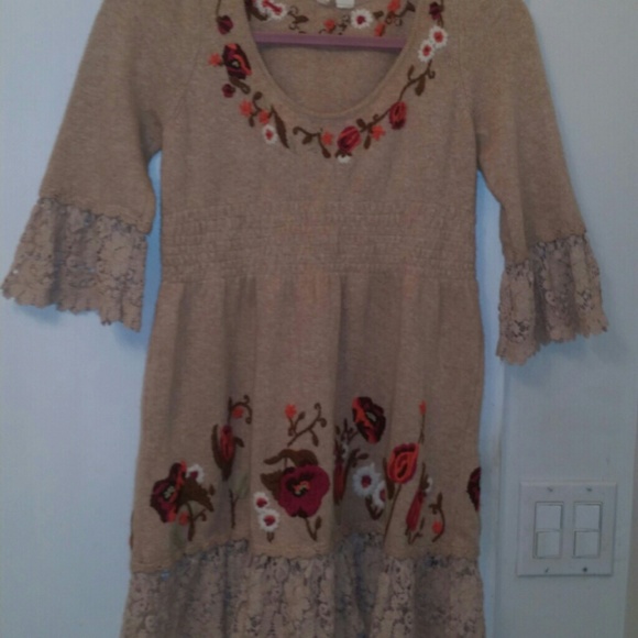 Anthropologie Sweaters - Anthropologie Lace Sweater Embroidered S