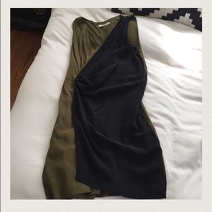 Robert Rodriguez olive and black silk short dress