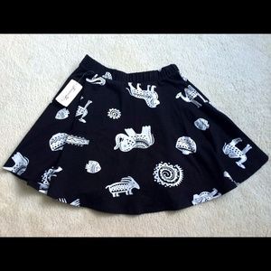 Black & White Animal Print Circle Skirt