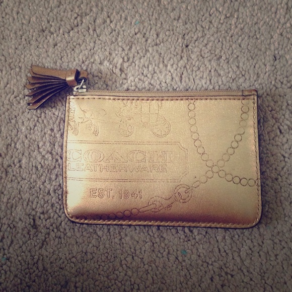Small gold COACH wallet with keyring