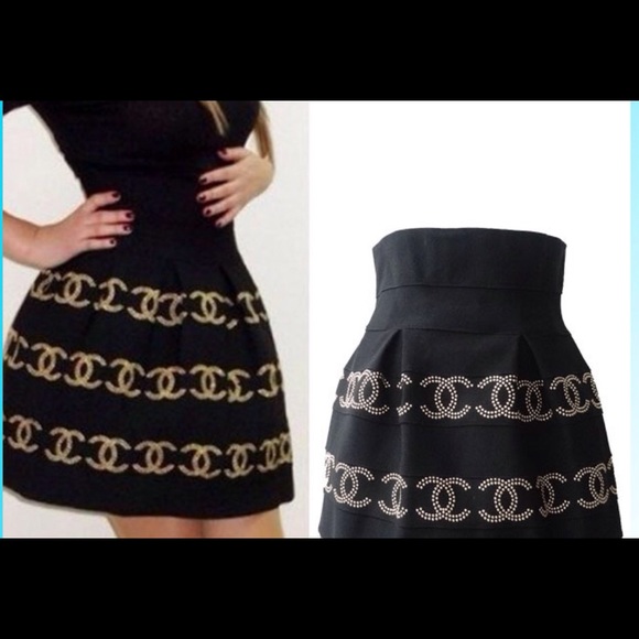 Black and Gold Skater Skirt