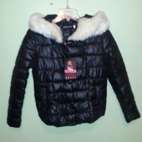 Black winter coat with fuzzy hood