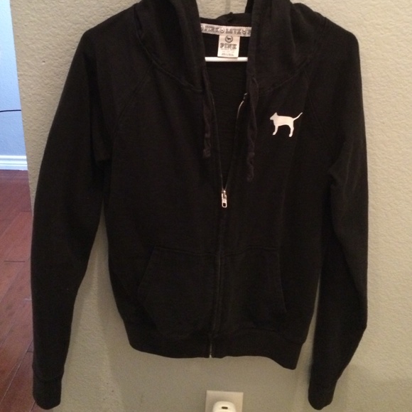 Black zip up sweater, with white lettering!