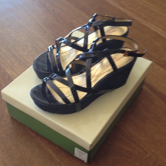 Kate Spade navy patent sandal.