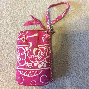 Vera Bradley Pink Twirly Birds Wristlet