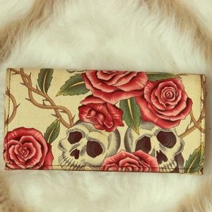 Bags - Rose and Skull Print Wallet Bags - Rose and Skull Print Wallet