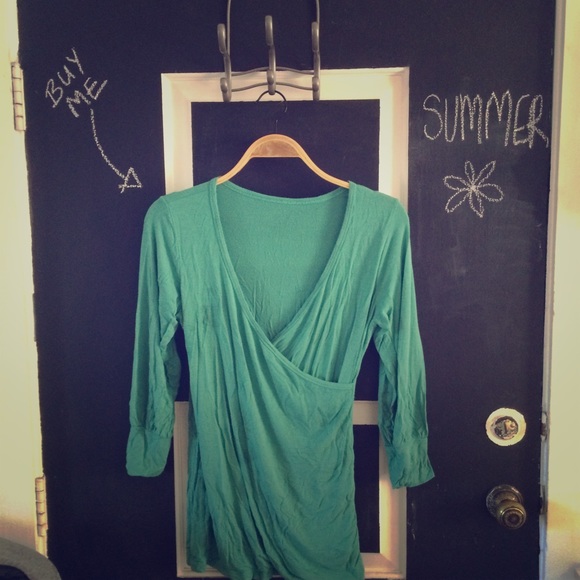 Bamboo turquoise wrap shirt