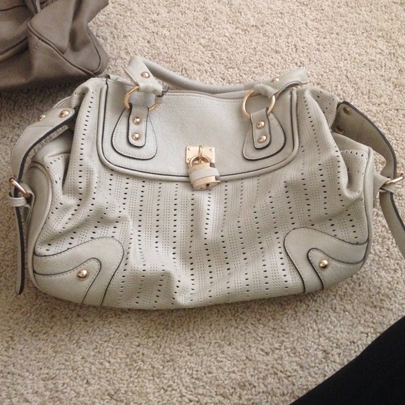 Tan/cream bag with lock