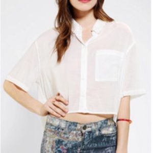 BDG crop button down top