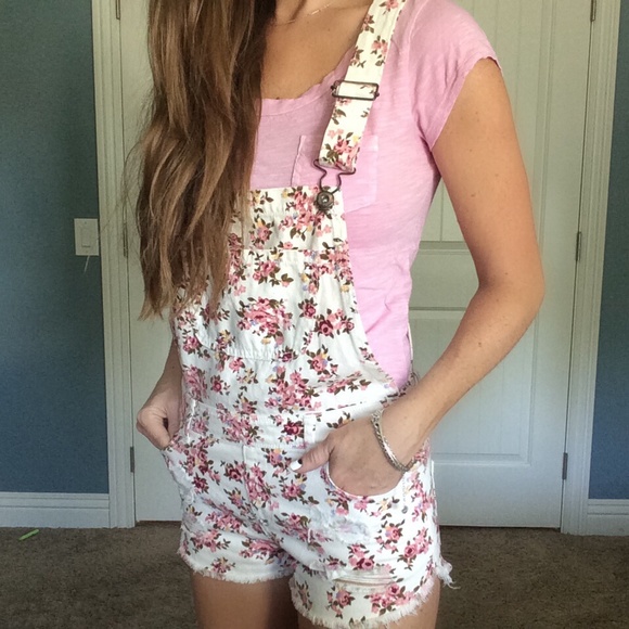 Floral overall shorts