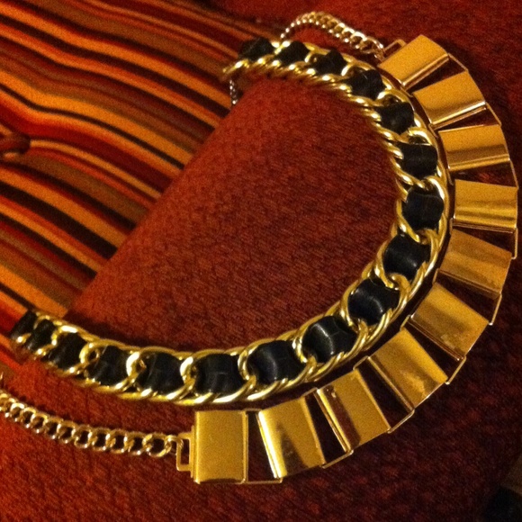 Gold/leather plated necklace