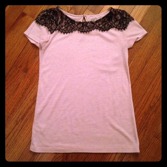 *New Listing!* Pale Pink Top with Black Lace