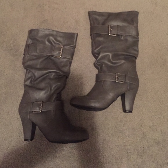Charcoal gray heel boots