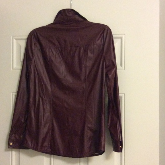 REDUCED TODAY!! Burgundy Faux leather Shirt - Picture 2 of 4