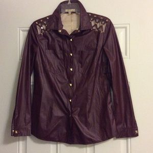 REDUCED TODAY!! Burgundy Faux leather Shirt