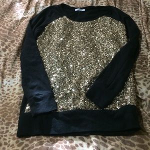 Gold sequin long sleeve shirt