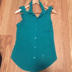 Crossback Teal PacSun Collared Blouse