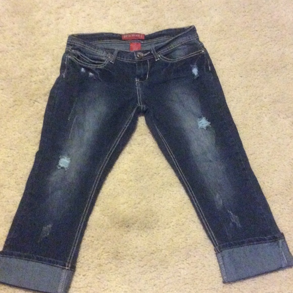 Red Rivet cropped jeans