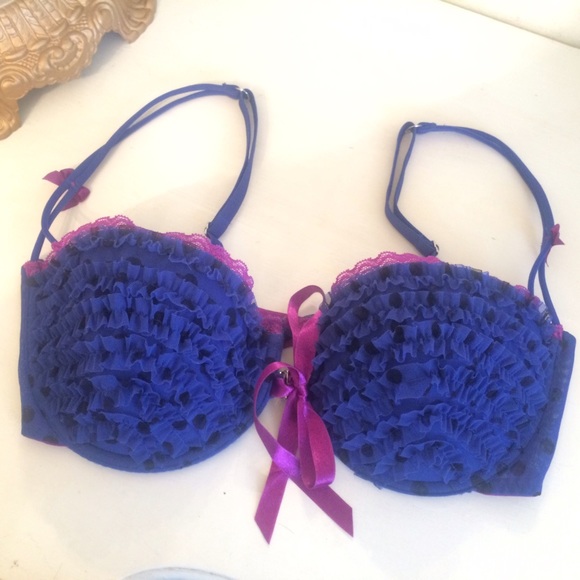 Victoria's Secret Ruffle & Bow Polka Dot Bra 36D