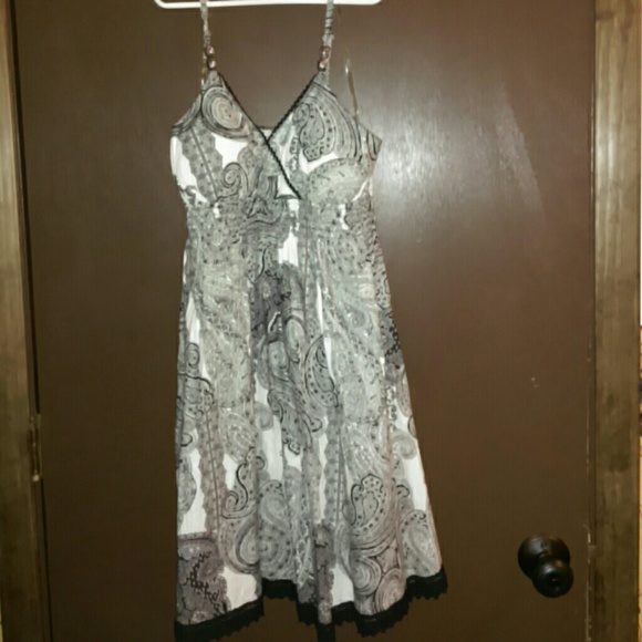 Black and white paisley patterned dress