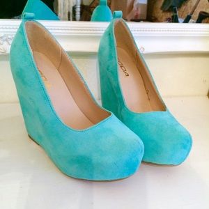 Blue Suede Shoes Wedges
