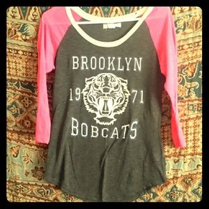 Pink and gray raglan