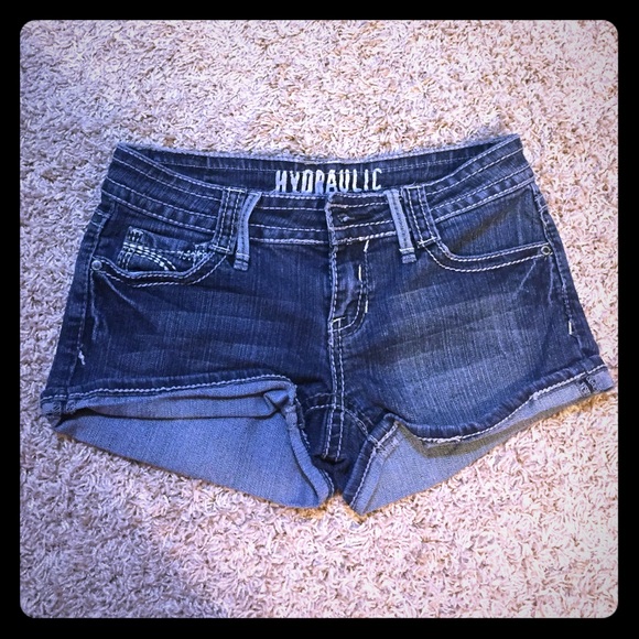 Denim short shorts with pocket detail