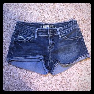 Denim short shorts with pocket detail