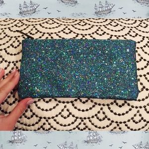 Sparkly Blue Mermaid Makeup Bag