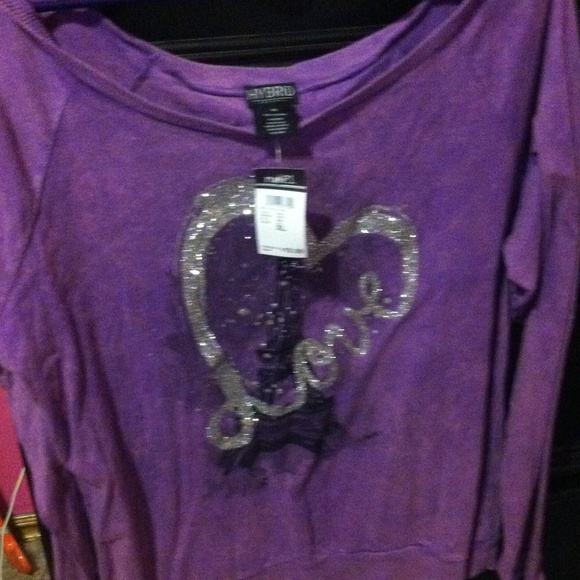 Purple Eiffel Tower long sleeved shirt.