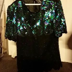 Sequin and beaded top