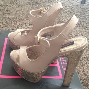 New Material Girl Glittery Blush Heels