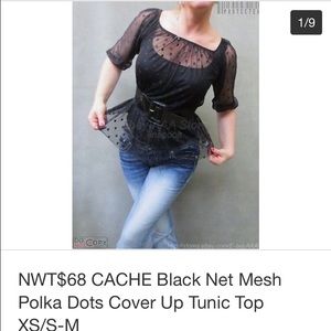 ⛔️SOLD⛔️ New Cache black mesh polka dots top