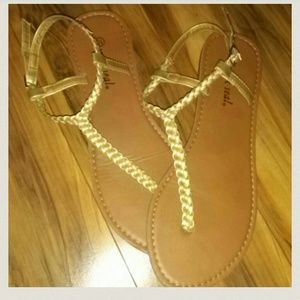 Gold braided sandals