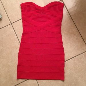 Strapless red dress
