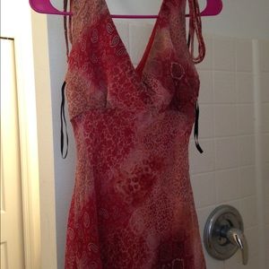 Red and beige tank top dress