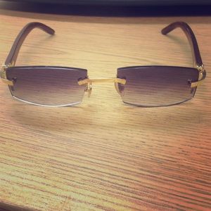 Authentic Cartier Rimless Frame 140 b Bubinga Wood
