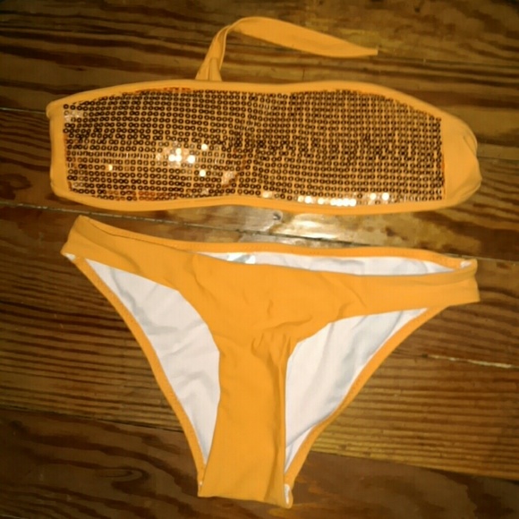Orange bandeau bikini