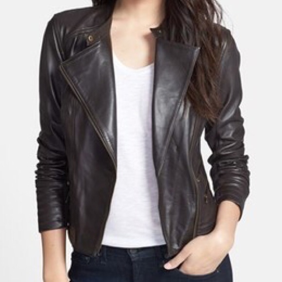 halogen black leather jacket